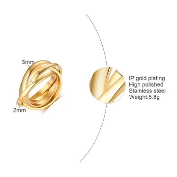 JAJAFOOK Triple Band Ring for Women in Gold Silver Rose