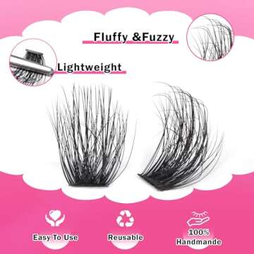 FANXITON DIY Lash Extension Kit Fluffy Lash Clusters 288 pcs Thick Lash Clusters Kit D Curl 10-18 mm Cluster Eyelash Extension Kit with Lash Bond and Seal Lash Tweezers Individual Lashes For Beginners