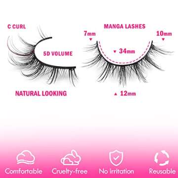 Manga Lashes Natural Look Wispy Anime Fluffy Eyelashes