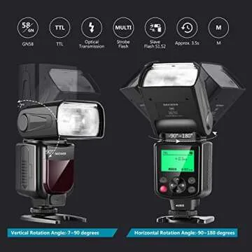 NEEWER 750II TTL Camera Flash Speedlite with LCD Screen, Compatible with Nikon D4 D5 D60 D90 D100 D200 D300S D300 D500 D610 D700 D750 D800 D810 D850 D3400 D3500 D5200 D5300 D7000 D7100 D7200 D7500