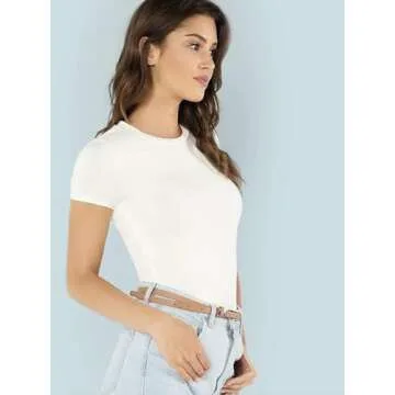 Women's Solid Basic Tee Medium White