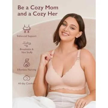 Momcozy Nursing Bras for Breastfeeding, Seamless Pregnancy Maternity Bra Wireless Classic Jelly Strip Support Nursing Bra