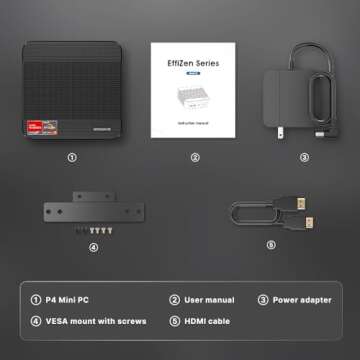 BOSGAME P4 Light Gaming Mini PC Ryzen 7 5700U 32GB RAM 1TB SSD Winodws 11 Pro Triple 4K 60HZ Displays Desktop Computers, Support PS3 Emulator Micro PC, HDMI+DP+Type-C, WiFi 6E, BT5.2, Dual 2.5GbE LAN