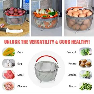 Original Salbree Steamer Basket for 6 qt quart Instant Pot Accessories, Stainless Steel Strainer and Insert fits IP Insta Pots, Instapot, Other Pressure Cookers, with Silicone Handle [3qt 8qt avail]