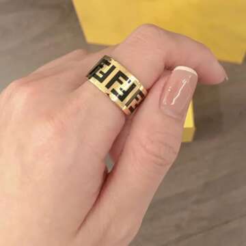 shizhen 18k Gold Open Rings - Titanium Steel Promise Rings, Ideal Gifts for Men, Women - Perfect for Weddings, Engagements, Valentine's Day, Mother's Day, and Father's Day