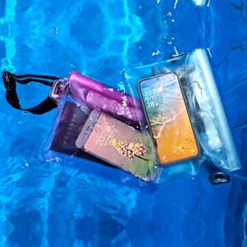 iKuShang Waterproof Fanny Pack, Waterproof Pouch for Phone Passport Wallet Purse with Waist strap, Dry Bags for Swimming Kayaking Boating Beach Fishing Diving Surfing Accessories(Pink+Transparent)