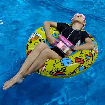 iKuShang Waterproof Fanny Pack, Waterproof Pouch for Phone Passport Wallet Purse with Waist strap, Dry Bags for Swimming Kayaking Boating Beach Fishing Diving Surfing Accessories(Pink+Transparent)