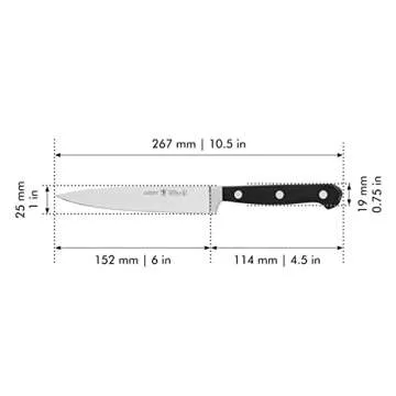 HENCKELS Classic Razor-Sharp 6-inch Utility Knife, Tomato Knife, German Engineered Informed by 100+ Years of Mastery, Black/Stainless Steel