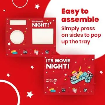 Cheshire Gifts Movie Night Supplies 36 Pcs - Popcorn Bags (24ct) & Movie Night Snack Trays (12ct) - Movie Theater Decor & Popcorn Bowls For Family Movie Night