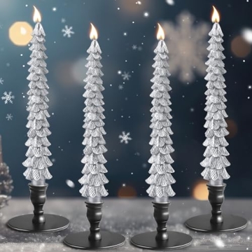4 Pcs 10 Inch Christmas Tree Candles - Elegant Beeswax Holiday Decor