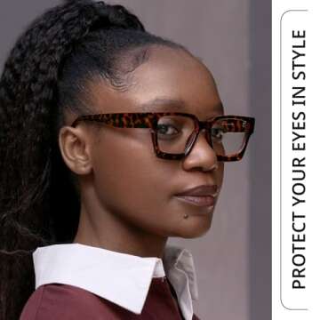 Livho Oversized 99% Blue Light Glasses for Women - Rectangle Fashion Frame for Computer Use, Chic Pr...