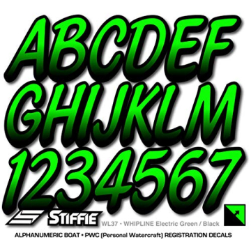 STIFFIE Electric Green/Black Boat & PWC Registration Decals