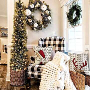 AENEY Christmas Pillow Covers 20x20 Set of 4, Gnome Santa Deer Snowman Rustic Winter Holiday Throw Pillows Farmhouse Christmas Decor for Home, Xmas Decorations Cushion Cases for Couch A313-20