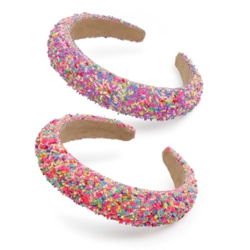 TEBIEKOY 2Pcs Sprinkle Headbands for Women Girls Accessories