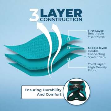 Voyager Step-in Air Dog Harness - All Weather Mesh, Reflective, No Pull Harness for Small, Medium Dogs, Cats - Secure with Hook & Loop Fastener, Buckle, Double D-Rings - Turquoise 2-Tone, L