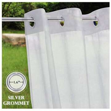 RYB HOME 2 Panels Waterproof Sheer Curtains for Outdoors