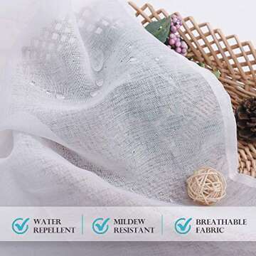 RYB HOME 2 Panels Waterproof Sheer Curtains for Outdoors