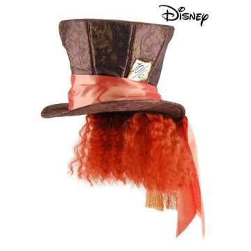 Disney Alice in Wonderland Mad Hatter Costume Hat with Hair for Adults Orange