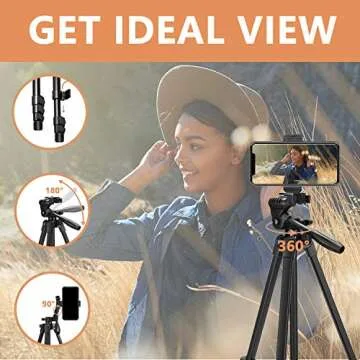 Lightweight Camera Tripod, LINKCOOL 54 inches Portable Tripod for Camera and Phone with Phone Holder Mount & Wireless Remote Shutter for Travel Video Shooting