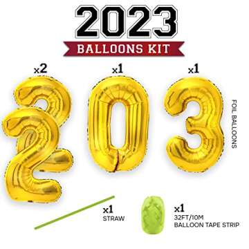 2023 Balloons for Graduation and New Year - 40” Foil 2023 Mylar Balloons for New Year Eve Festival Party Supplies, Great Number Decorations for Class and Wedding, Birthday, Anniversary Events