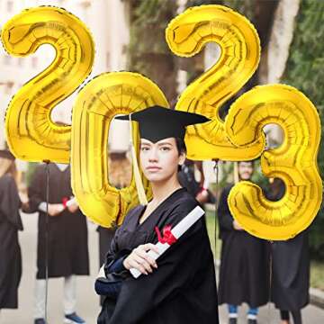 2023 Balloons for Graduation and New Year - 40” Foil 2023 Mylar Balloons for New Year Eve Festival Party Supplies, Great Number Decorations for Class and Wedding, Birthday, Anniversary Events