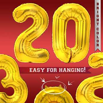 2023 Balloons for Graduation and New Year - 40” Foil 2023 Mylar Balloons for New Year Eve Festival Party Supplies, Great Number Decorations for Class and Wedding, Birthday, Anniversary Events