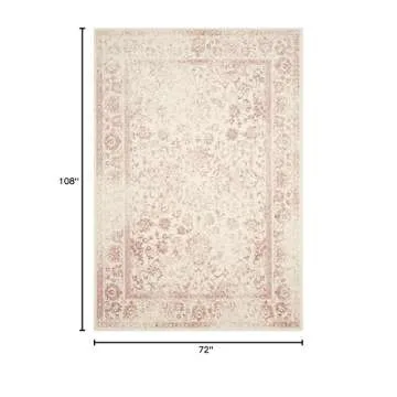 SAFAVIEH Adirondack Collection Area Rug - 6' x 9', Ivory & Rose, Oriental Distressed Design, Non-She...