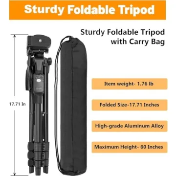 XXZU 60" Tripod for Camera and Smartphone - Portable & Versatile