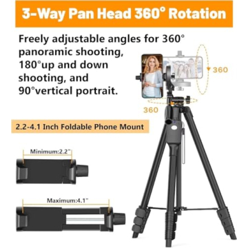XXZU 60" Tripod for Camera and Smartphone - Portable & Versatile