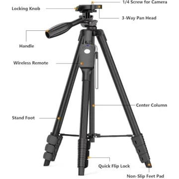 XXZU 60" Tripod for Camera and Smartphone - Portable & Versatile