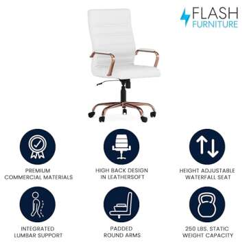 Stylish High-Back LeatherSoft Desk Chair | Adjustable & Comfortable