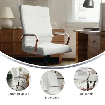 Stylish High-Back LeatherSoft Desk Chair | Adjustable & Comfortable