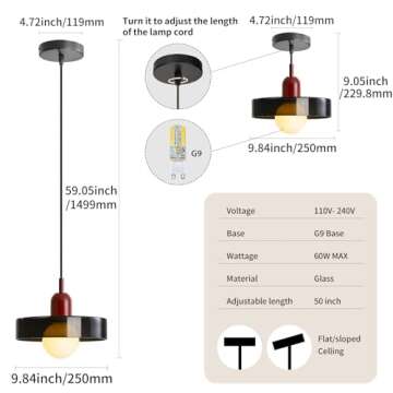 Pendant Lights Stained Glass Dark Olive Green Hanging Light Bedroom Lighting for Kitchen Dining Room...