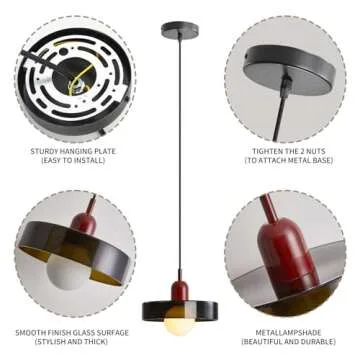 Pendant Lights Stained Glass Dark Olive Green Hanging Light Bedroom Lighting for Kitchen Dining Room Mid Century Modern Light Living Room Light Fixture Dark Olive Green and Wine