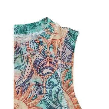 WDIRARA Women's Graphic Print Round Neck Sleeveless Slim Fit Crop Tank Top Multicolored