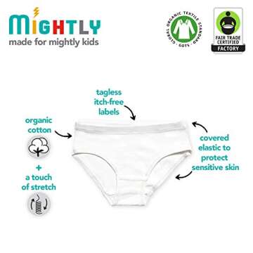 Mightly Tween & Teen Girls' Hipster Bikini Undies | Organic Cotton, Soft & Fresh Panties for Kids an...