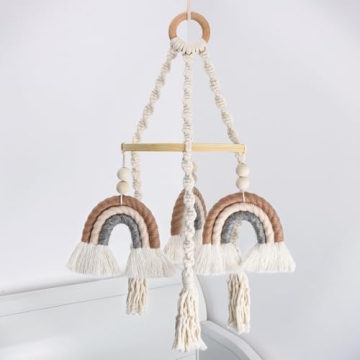 Neutral Baby Crib Mobile Nursery Cot Mobile Macrame Rainbow Baby Mobile Ceiling Mobile Newborn Showe...