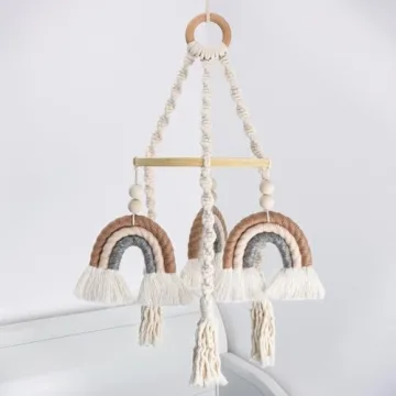 Neutral Baby Crib Mobile Nursery Cot Mobile Macrame Rainbow Baby Mobile Ceiling Mobile Newborn Showe...