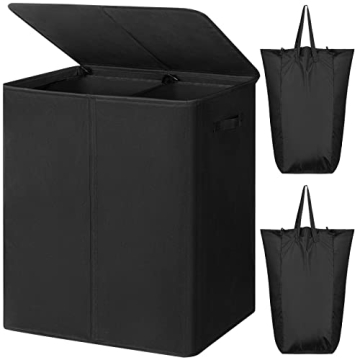 WOWLIVE 154L Double Laundry Hamper with Lid and Removable Laundry Bags, Large Dirty Clothes Hamper 2...