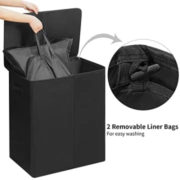 WOWLIVE Double Laundry Hamper with Lid and Removable Bags