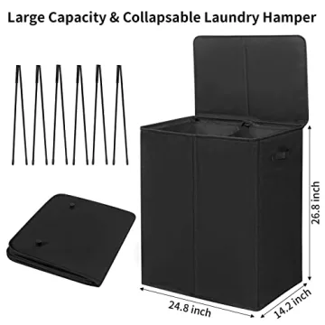 WOWLIVE Double Laundry Hamper with Lid and Removable Bags