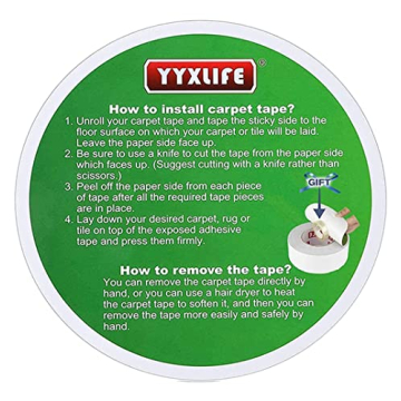 YYXLIFE Double Sided Rug Tape Secure Residue-Free Grip