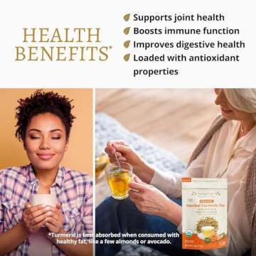 DelighTeas Organic Turmeric Ginger Tea | Ayurvedic Loose Leaf Herbal Turmeric Tea for Joint, Immune & Digestive Support | Caffeine Free, Unsweetened | 50 Servings, 4oz.