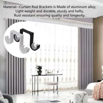 Tiweio Aluminum Alloy Ceiling Mounted Curtain Brackets - 2Pcs, Black