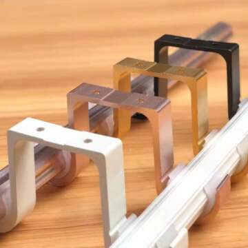 Tiweio Aluminum Alloy Ceiling Mounted Curtain Brackets - 2Pcs, Black