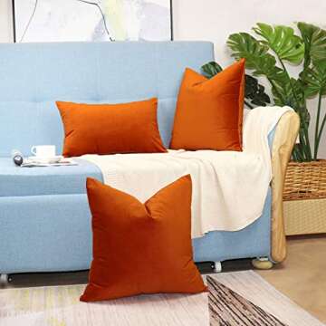 sykting Decorative Pillow Covers Solid Soft Cozy Velvet Throw Pillow Covers for Bed Couch Chair 20x20 inch Pack of 2 Burnt Orange