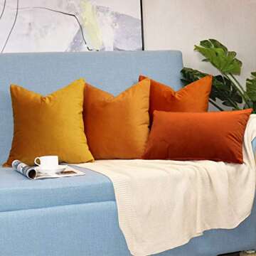 sykting Decorative Pillow Covers Solid Soft Cozy Velvet Throw Pillow Covers for Bed Couch Chair 20x20 inch Pack of 2 Burnt Orange