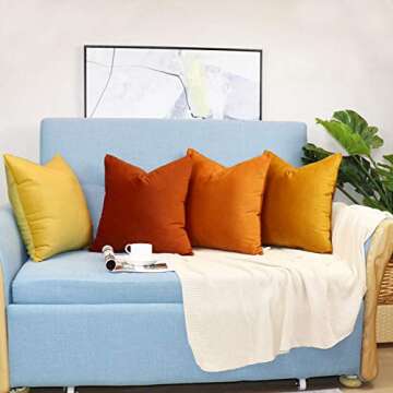 sykting Decorative Pillow Covers Solid Soft Cozy Velvet Throw Pillow Covers for Bed Couch Chair 20x20 inch Pack of 2 Burnt Orange