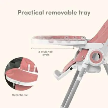 Sweety Fox Baby High Chair Adjustable to 7 Different Heights - Pink Baby Chair - Silla para Comer de Bebe - Foldable High Chairs for Babies and Toddlers