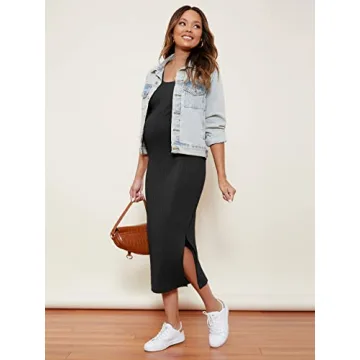 Stylish Romwe Women's Maternity Rib Knit Dress for Moms